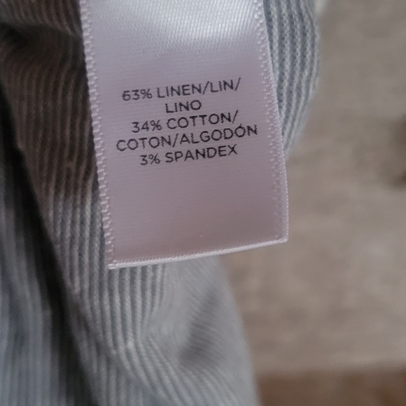 Lou & Grey for LOFT Casual Dress Gray and White Stripes Linen Blend Size Medium - Picture 4 of 4